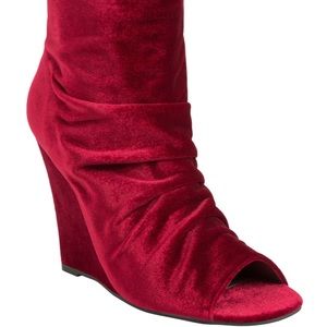 VELVET WEDGE BOOTIE - WIDE WIDTH